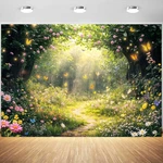 7 X 5 Ft Enchanted Forest Backdrop Photograph Fairy Tale Garden Background Fl.... Fixed Price $18.04.