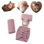 Newborn Baby Boy Girl Photography Props Bow Wrap, Posing Aid, Hat And Blanket.... Fixed Price $31.24.