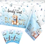 Tegeme Bear Baby Shower Tablecloth Plastic Cover 54" X 108", Blue. Fixed Price $17.84.