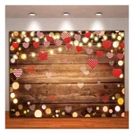 Valentines Day Photography Backdrop Heart Sweet Lover Brown Wooden Wall .... Fixed Price $19.40.
