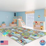 Vsiwb Kids Rug 66 X 98 City Life Playmat Area Car Map Washable Traffic. Fixed Price $170.67.