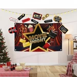 Movie Night Party Decor Kit Polyester Backdrop 10 Photo Props Birthday. Fixed Price $35.50.
