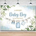 Cute Clothes Baby Shower Backdrop For Boys Sweet On His Way Ban.... Fixed Price $22.89.